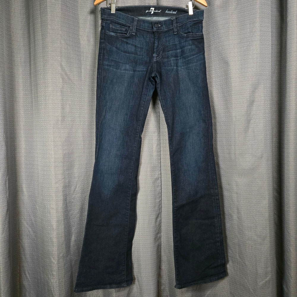 7 For All Mankind Womens Bootcut Jeans Size 29 Dark Wash Blue Stretch Denim